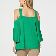 Nina Leonard Boxy Cold Shoulder Novelty Top 