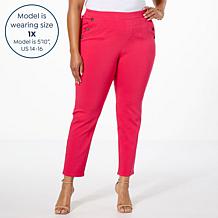Nina Leonard Coconut Button Narrow Leg Pant