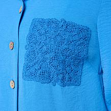 Nina Leonard Collared Button Front Top
