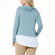 Nina Leonard Cowl Neck Twofer Sweater