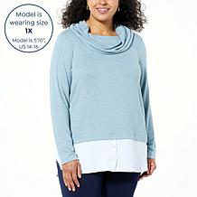 Nina Leonard Cowl Neck Twofer Sweater