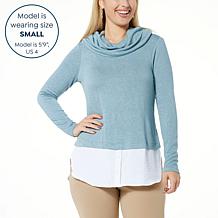 Nina Leonard Cowl Neck Twofer Sweater