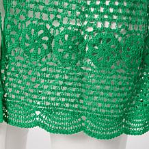 Nina Leonard Crochet Tie-Front Cardigan Vest