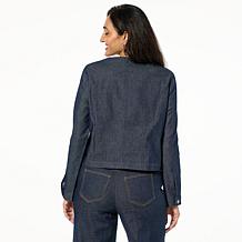 Nina Leonard Denim Twill Jacket with Faux Pockets