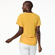 Nina Leonard Drape Neck Dolman Sleeve Top