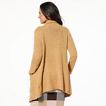Nina Leonard Draped Open Front Cardigan