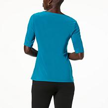 Nina Leonard Elbow Sleeve Peek-a-Boo Top