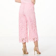 Nina Leonard Floral Lace Culotte Pant