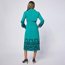 Nina Leonard Half Placket Collared Midi Shirtdress