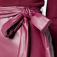 Nina Leonard Jewel Neck Long-Sleeve A-Line Dress