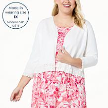 Nina Leonard Knit Bolero with Ruffle Detail