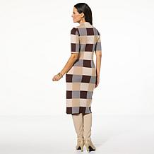 Nina Leonard Mock Neck Jacquard Sweater Dress