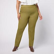 Nina Leonard Narrow Leg Elastic Waist Stretch Knit Denim Pant