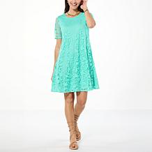 Nina Leonard Novelty Burnout Dress