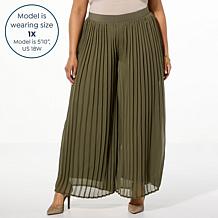Nina Leonard Pleated Chiffon Palazzo Pant