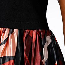 Nina Leonard Ribbed Knit Sleeveless Mock-Neck Midi Dress