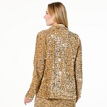 Nina Leonard Sequin Knit Cascade Bolero