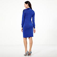 Nina Leonard Sequin Mock Neck Sweater Dress