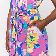 Nina Leonard Sleeveless Collared Button Front Dress