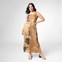 Nina Leonard Sleeveless Crochet Knit Maxi Dress