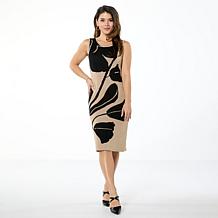 Nina Leonard Sleeveless Jacquard Sweater Dress