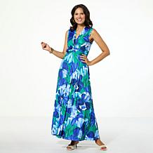 Nina Leonard Smocked Waist Tie Dye Maxi Dress