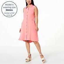 Nina Leonard Textured Wave Shirt Dress with Pockets