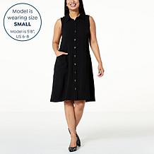 Nina Leonard Textured Wave Shirt Dress with Pockets
