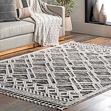 nuLOOM 3' x 5' Ansley Moroccan Lattice Tassel Area Rug