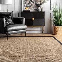nuLOOM Elijah Farmhouse Seagrass Area Rug 6' x 9' Black