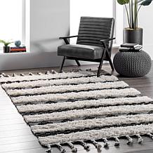 nuLOOM Handmade 4' x 6' Striped Delia Shag Area Rug 