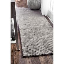 nuLOOM Penelope Braided Wool Area Rug 2' 6" x 6' Light Gray