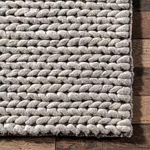nuLOOM Penelope Braided Wool Area Rug 6' x 9' Light Gray