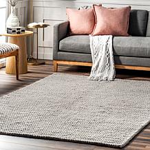 nuLOOM Penelope Braided Wool Area Rug 6' x 9' Light Gray
