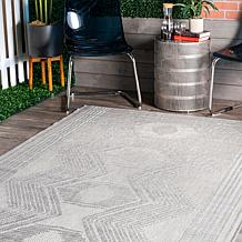 nuLOOM Ranya Tribal Indoor/Outdoor Area Rug 3' 6" x 5' Light Gray
