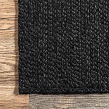 nuLOOM Rigo Hand Woven Farmhouse Jute Area Rug - 2' 6" x 6' Black