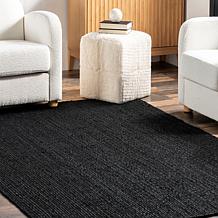 nuLOOM Rigo Hand Woven Farmhouse Jute Area Rug - 2' 6" x 6' Black