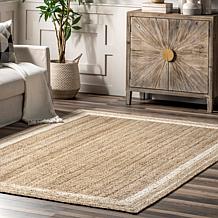nuLOOM Rikki Coastal Braided Jute Area Rug 6' x 9' Off-White