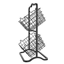 Oceanstar 2 Tier Metal Wire Storage Basket Stand Black