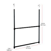 Oceanstar 2 Tier Portable Adjustable Closet Hanger Rod Black