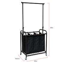 Oceanstar 3 Bag Rolling Laundry Sorter Adjustable Hanging Bar Bronze