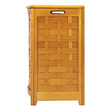 Oceanstar Bowed Front Laundry Wood Hamper Brown