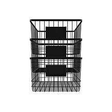 Oceanstar Metal Wire Storage Basket Black Set of 3