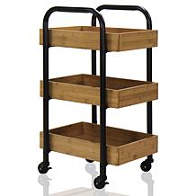 Oceanstar Portable Storage Cart with 3 Easy Removable Bamboo Trays