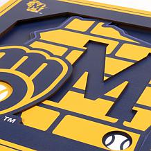 Officially Licensed MLB 3D Logo Series 12 x 12 Wall Art - Milwaukee