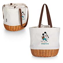 Officially Licensed NFL Canvas and Willow Basket Tote -Mickey Dolphins