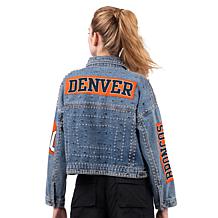 Officially Licensed NFL G34Her By Carl Banks Game Ball Denim Jacket