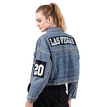 Officially Licensed NFL G34Her By Carl Banks Game Ball Denim Jacket