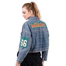 Officially Licensed NFL G34Her By Carl Banks Game Ball Denim Jacket