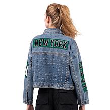 Officially Licensed NFL G34Her By Carl Banks Game Ball Denim Jacket